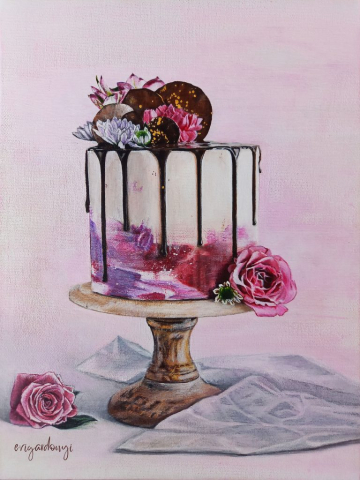Csurgatott torta (40x30 cm, akril vásznon)