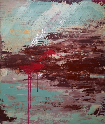 Búcsúcsókok (60x50 cm, akril vásznon)