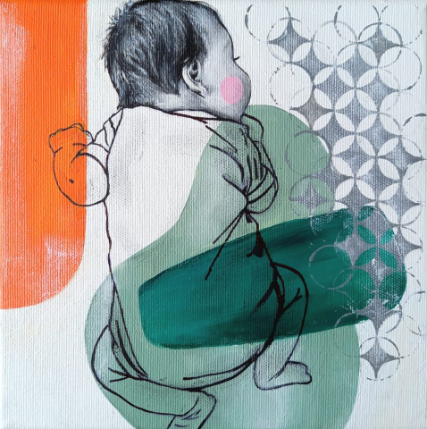 Johanna II. (20x20 cm, akril vásznon)
