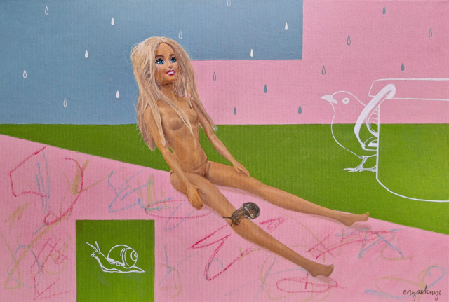 (Nem) leszek a játékszered (40x60 cm, akril és olajpasztell kréta vásznon)