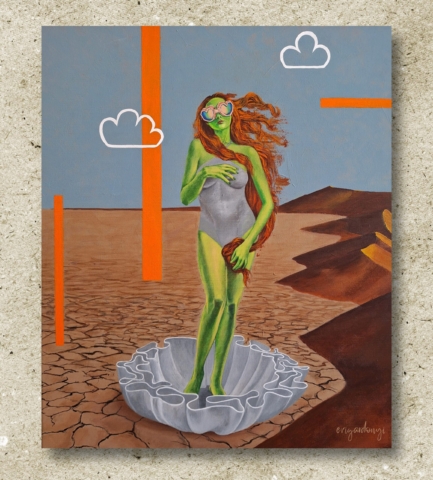 V-202223 születése (70x50 cm, akril vásznon)