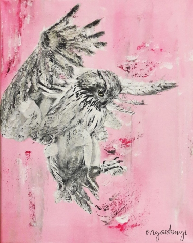 Bölcs bagoly (30x20 cm, akril vásznon)