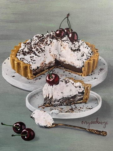 Csokikrémes pite (30x40 cm, akril vásznon)