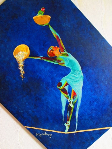 Holdgyermek (90x65 cm, akril vásznon)