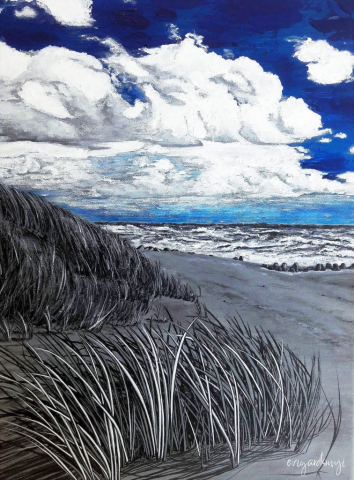 Mindig kék - felhők felett az ég (40x30 cm, akril vásznon)