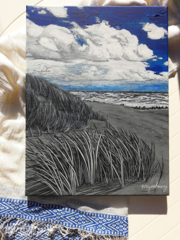 Mindig kék - felhők felett az ég (40x30 cm, akril vásznon)