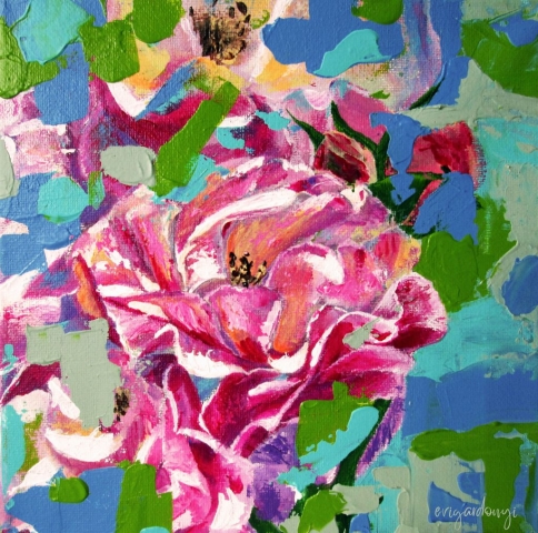Nyári virág (20x20 cm, akril vásznon)