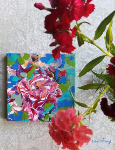 Nyári virág (20x20 cm, akril vásznon)