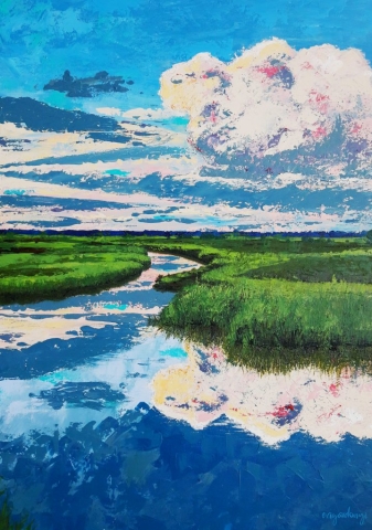 Tavi tükröződés (70x50 cm, akril vásznon)
