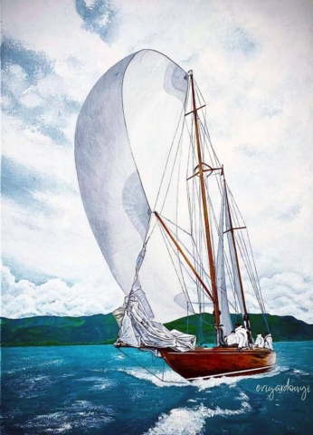 Hátszálben (70x50 cm, akril vásznon)