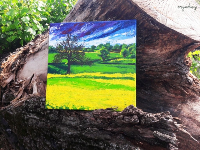 Rapefield (30x30 cm, acrylic on canvas)
