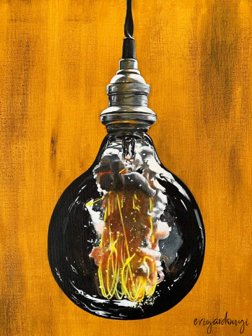 Robbanás (40x40 cm, akril vásznon)